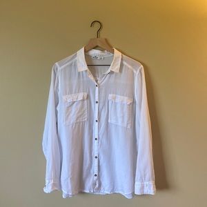 Hollister White Long Sleeve Lightweight Button Down Shirt Size Large